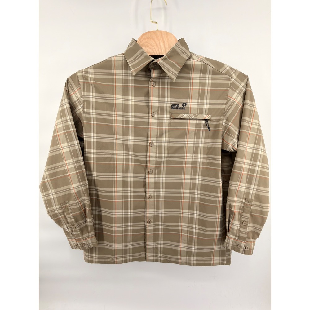 Jack Wolfskin Men's Plaid Outdoor Shirt Size L Technical Hiking Travel Button